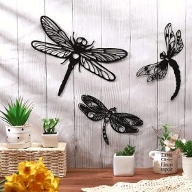 CIFbuy Gothic Dragonfly Wall Art Set of 3 Handmade iron Vintage Living Room Bedroom Decor(TikTok, temu pick-up service)