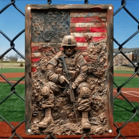 CIFbuy Vintage Metal Sheet Wall Art Rustic American Decor with 3D Relief Durable Moisture Resistant for Home Office(TikTok, temu pick-up service)