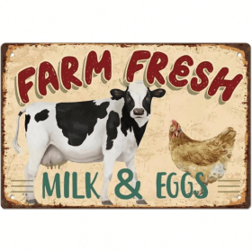 CIFbuy Retro Farm Metal Cow Sign Kitchen Dining Room Wall Art Decor(TikTok, temu pick-up service)