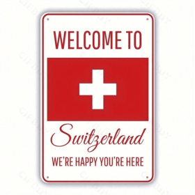 CIFbuy Swiss Flag Metal Tin Sign Aluminum Wall Decor Waterproof Artistic Home Kitchen Bar Cafe Garage Plaque (TikTok, temu pick-up service)