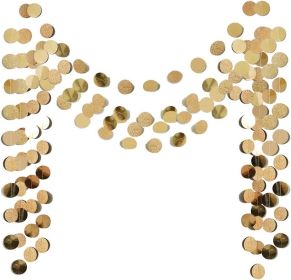 6 Pcs Glitter Champagne Gold Paper Circle Dots Garland (52 Feet) Party Hanging Bunting Birthday Party Decorations Engagement Party Bridal Shower