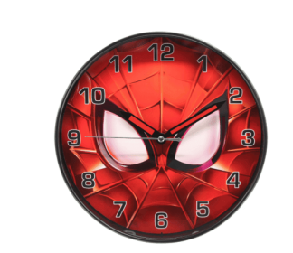 10-Inch Quartz Wall Clock with Spider-Themed Design, Red, Easy-to-Read Numbers
