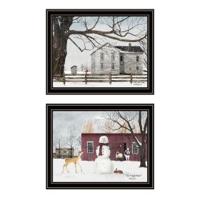 Trendy Decor 4U 2- Piece Vignette Life in the Countryside Winter Black Framed Wall Art for Living Room