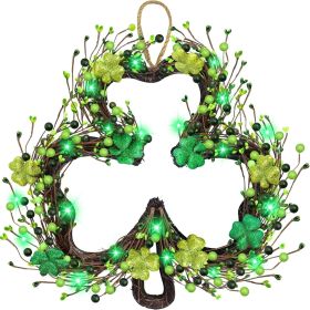 St Patricks Day Decorations, Shamrocks Wreath for Front Door