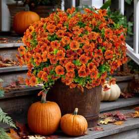 Artificial autumn flowers, outdoor fake chrysanthemums, fake plants, UV resistant and colorfast, simulated plastic greenery for gardens, porches