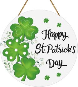 St Patricks Day Wreath Happy St Patricks Day Door Decorations Shamrock Decorations Hanging Sign Wooden Shamrock Wreath Front Door Hanger for Porc