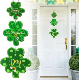 Wooden St. Patrick's Day Decorations Wreath for Front Door - 10'' x 33.5'' Large Lucky Shamrock Happy St.Patrick's Day Sign
