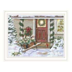 Trendy Decor 4U Holiday Porch White Framed Wall Art for Living Room, Farmhouse Wall Art Print for Home Decor, Bedroom Wall Art by Pam Britton
