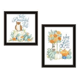 Trendy Decor 4U 2- Piece Vignette I Love Fall Most of All Black Framed Wall Art for Living Room, Bedroom Wall Art Print for Home Decor by Deb Str