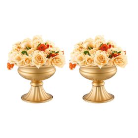 VEVOR 10PCS 16cm/6.3' Tall Wedding Flower Vase, Metal Wedding Centerpiece, Gold Floral Arrangement Stand Display Rack for Tables Wedding Dinner P