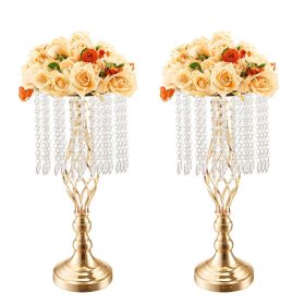 VEVOR 12PCS 49cm/19.3' Tall Crystal Wedding Flower Stand, Metal Wedding Centerpiece Vase