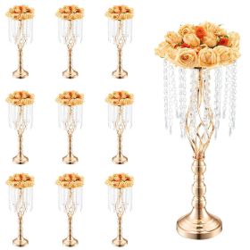 VEVOR 10PCS 55cm/21.65' Tall Crystal Wedding Flower Stand, Metal Wedding Centerpiece Vase