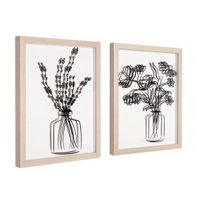 Florals in Vase Black Print on Clear Framed Wall Decor 11" x 14" Set of 2
