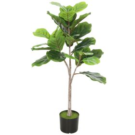Artificial Fiddle Leaf Fig Tree, 43" Potted Plant with Flocked Soil for Home Office Decor, Green