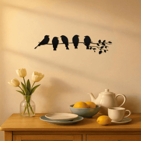 1PC Fashionable Metal Bird Wall Art - Bird on the Branch Wall Ornament. The Leaves with Birds Sculpture Wall Decor Is a Fashion - forward Metal W