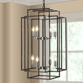 8 Lantern Tiered Chandeliers, Industrial Farmhouse Chandeliers Unavailable Platforms- Temu (Option: Black)
