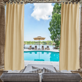 Outdoor Privacy Waterproof Fabric Mildew Resistant Tab Top Window Curtain-Beige (Option: 50x120)
