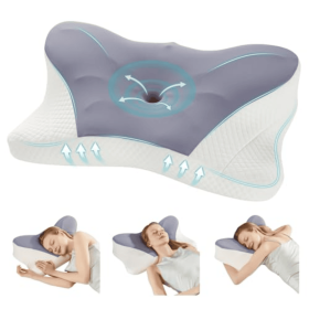 Cervical Neck Pillow, Cooling Ergonomic Memory Foam Pillows  Dual Height Orthopedic Support Contour Pillow For Side (Option: QDark Grey 2pcs)