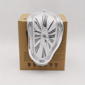 1pc, Surreal Melted Twisted Roman Numeral Wall Clocks Surrealism Style Clock Home Accessory Distorted Wall Watch Decor (Color: silvery)
