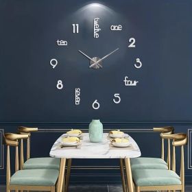 Large Modern Art Deco Wall Clock Silent Acrylic Unique Decorative Wall Clocks for Living Room Bedroom Home Office Hotel Classroom (Black) (Color: silvery)